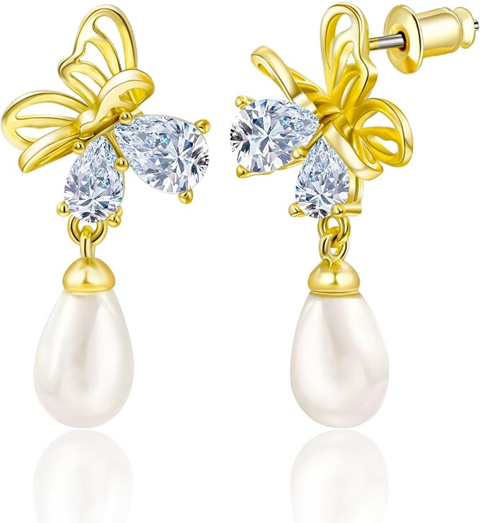 “Dazzle in Elegance: GEMSJEW Marquise Zirconia Butterfly Earrings”