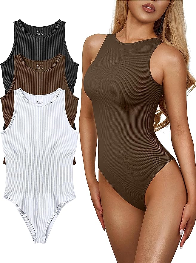 Elevate Your Style with OQQ Women’s Ribbed Sleeveless Bodysuit